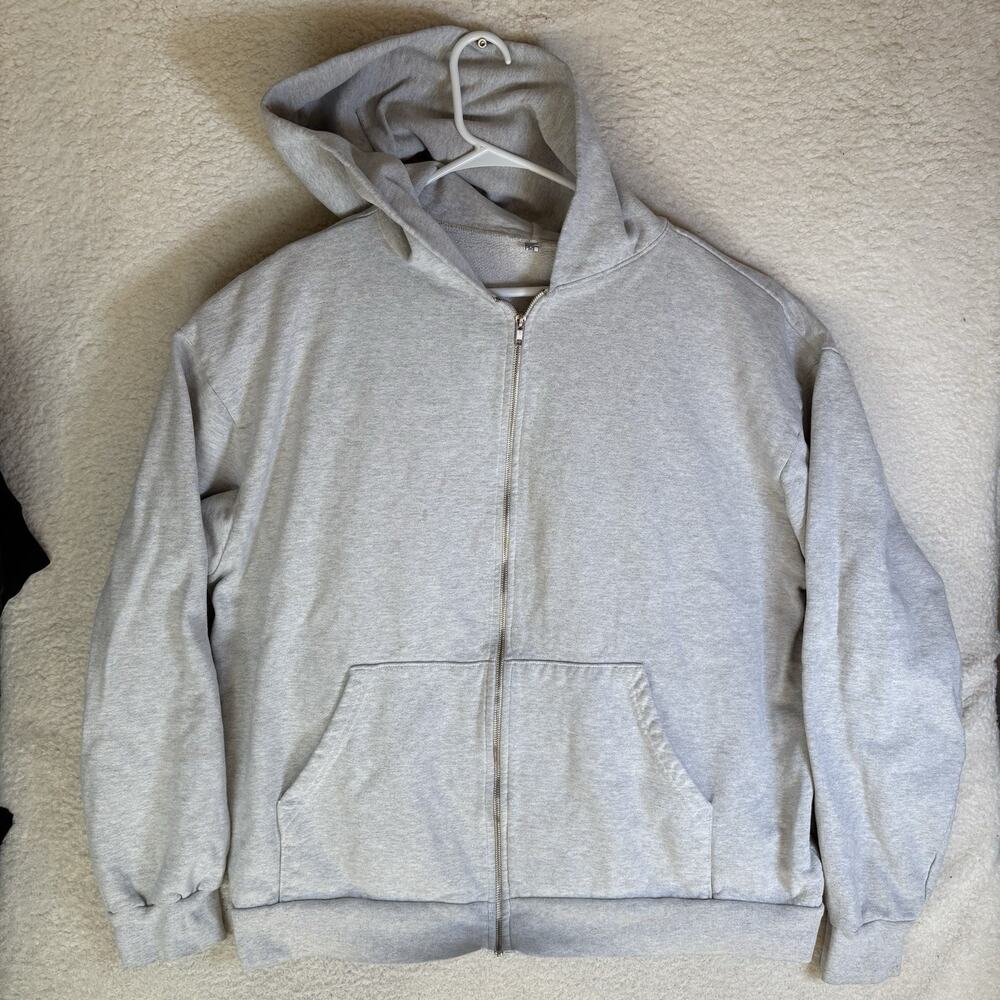 Los Angeles Apparel 14 oz Hoodie Sweatshirt Mens 2XL XXL Gray USA Made Zip Heavy